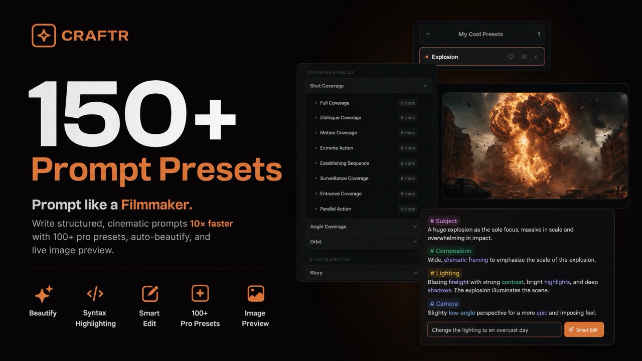 CRAFTR 2.0 — Detailed Prompts to Cinematic Results
