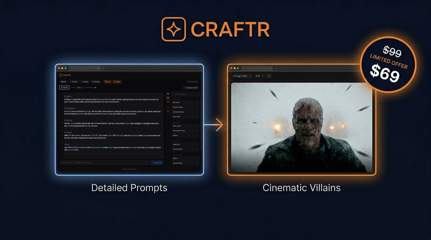 CRAFTR — Detailed Prompts to Cinematic Results